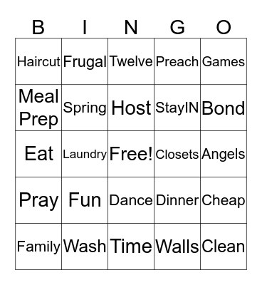 Dysfunctional Family Bingo Card