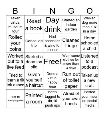 KP’s Quarantine Bingo Card