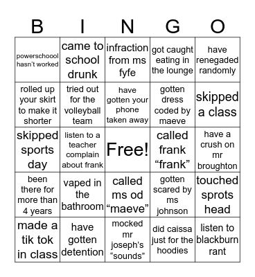 ISPS BINGO Card