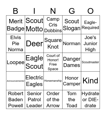 Scout Bingo Card