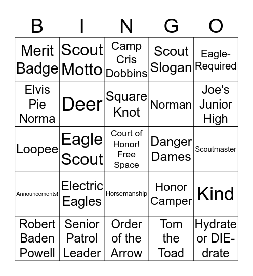 Scout Bingo Card