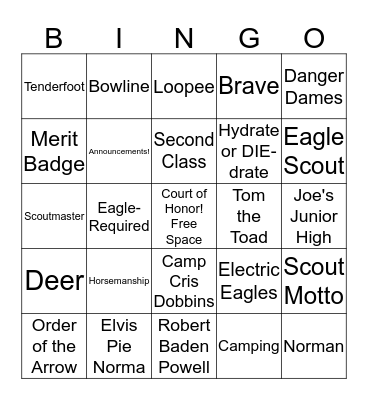 Scout Bingo Card