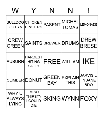 WYNN BINGO Card