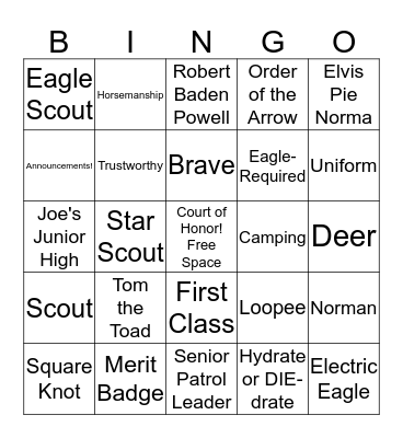 Scout Bingo Card