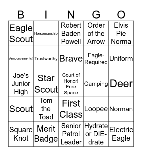 Scout Bingo Card