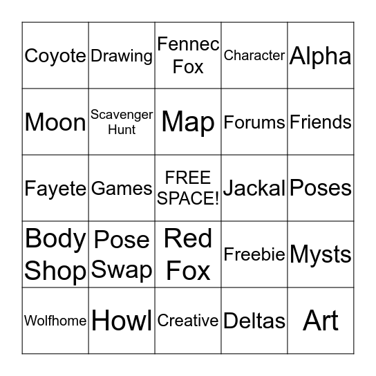 Wolfhouse Bingo! Bingo Card