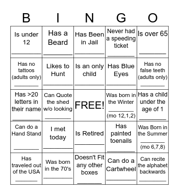 This Person Bingo Card