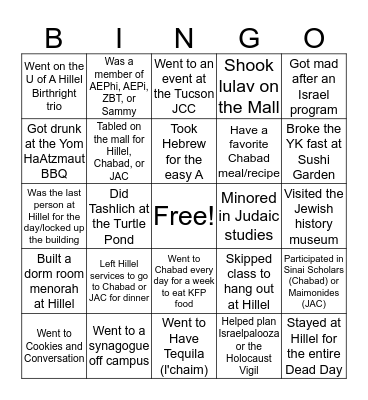 Jew of A Bingo Card