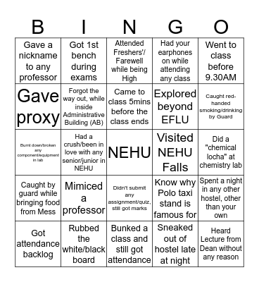 NEHU Bingo Card