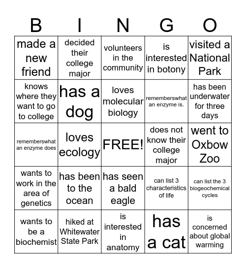 Welcome Back:  Who do you know that Bingo Card
