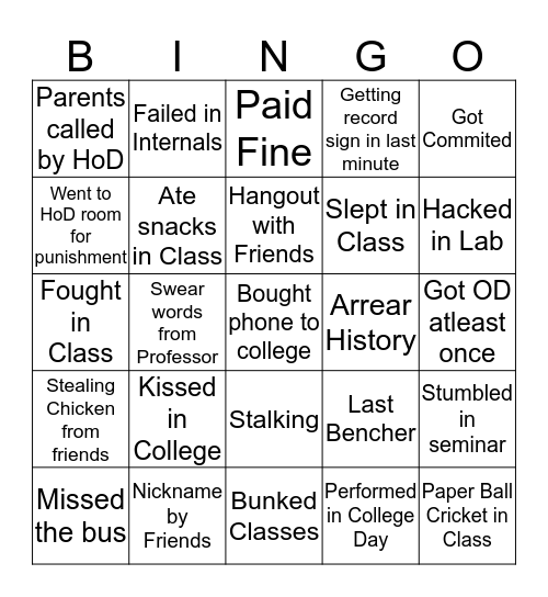 Panimalar BINGO Card