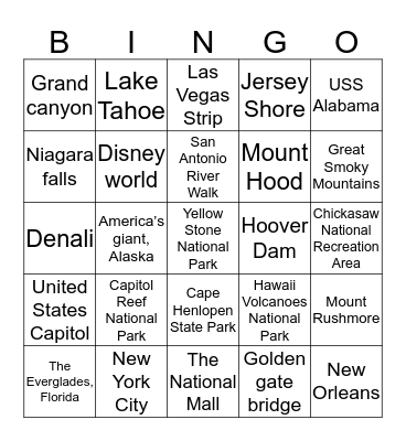 Travel Bingo with Jenifer Bingo Card