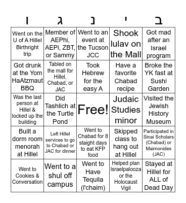 Jew of A BINGO Card