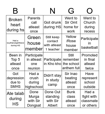 SM12 Bingo Card