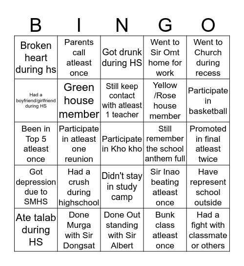 SM12 Bingo Card