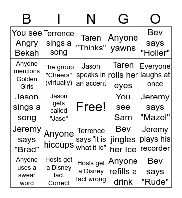 Earzup Happy Hour Bingo Card