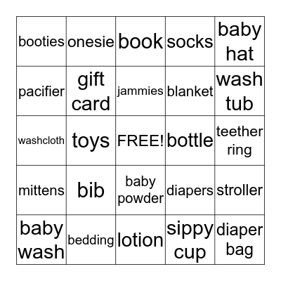 Grimsley Baby BINGO Card