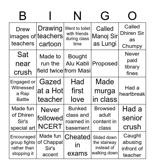 Shree Bharati Official Bingo  Bingo Card
