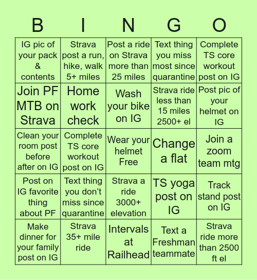 Placer Foothills Quarantine Bingo Card