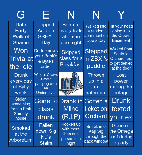 Genny Bingo Card