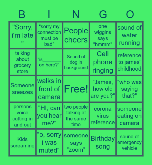 Virtual Birthday Party bingo Card