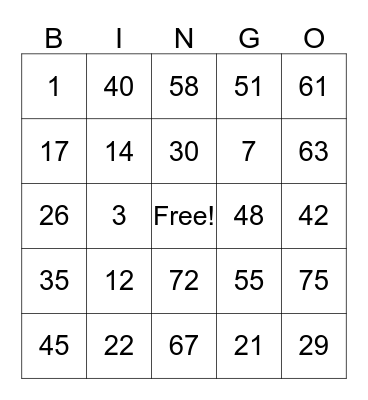 Florac Family Bingo Card