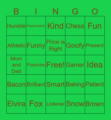 Zingo (Zach B's Board) Bingo Card