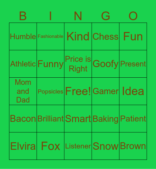Zingo (Zach B's Board) Bingo Card