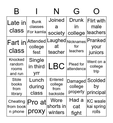 LBC bingo Card