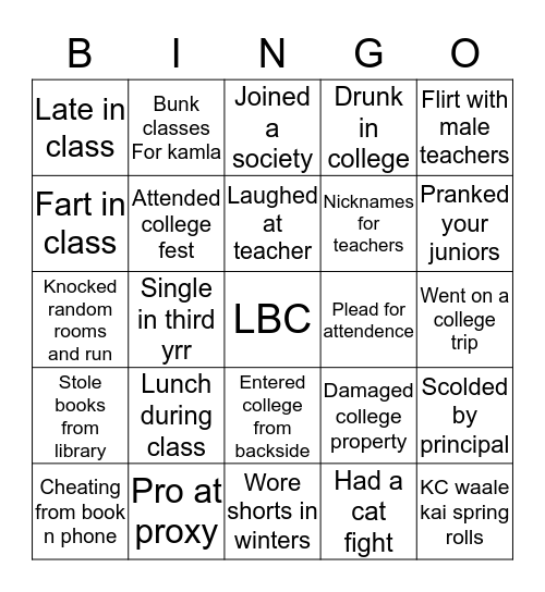 LBC bingo Card
