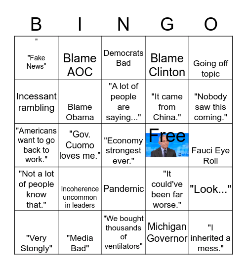 Trump Presser Bingo Card