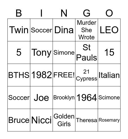 Deneen's Fab 50 BINGO Card