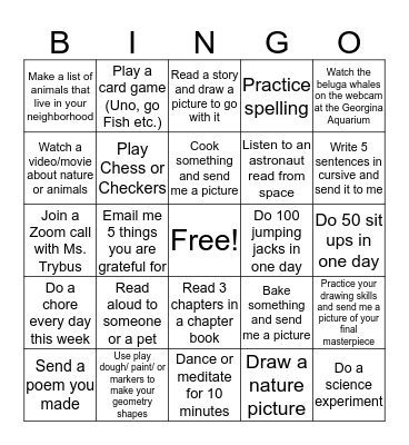 Room 217  Bingo Card