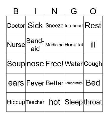 Medical Bingo Card