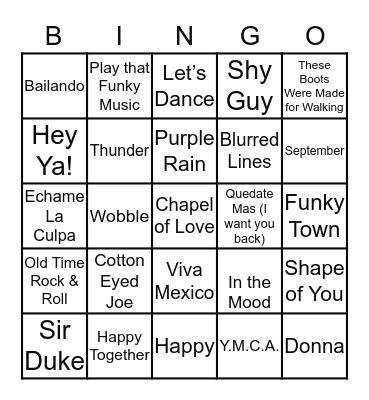 MUSIC Bingo Card
