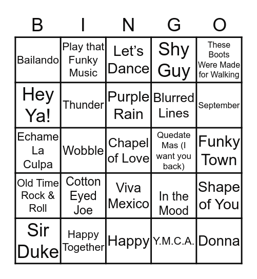 MUSIC Bingo Card