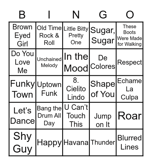 MUSIC Bingo Card