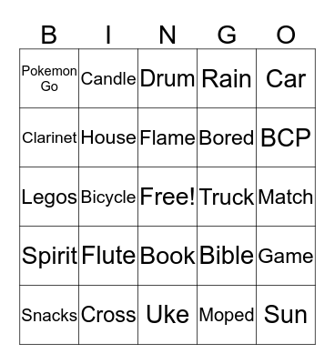 SJEC Youth Bingo Card