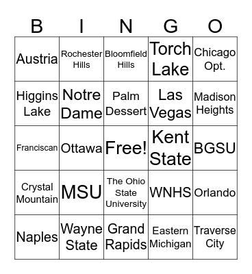 Kraft Family Bingo Card