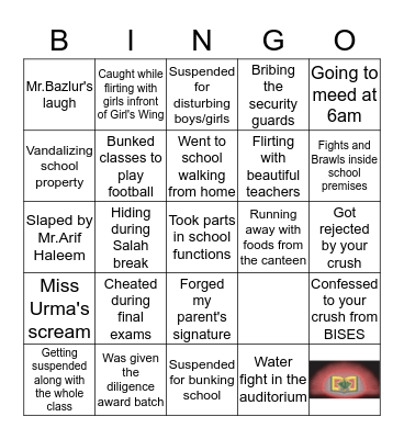 BISES BINGO 101 Bingo Card