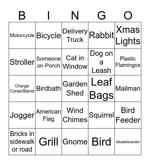 Urbana-Champaign walking bingo Card