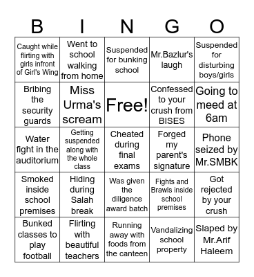 BISES BINGO UPDATED Bingo Card