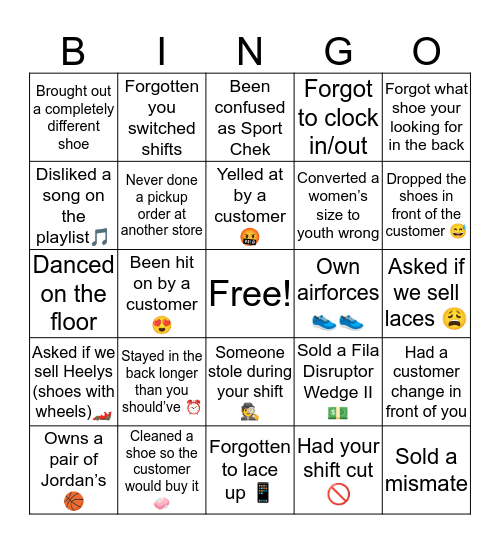 👟Footlocker Bingo👟 Bingo Card