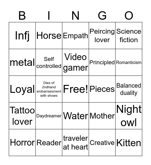 Leah Bingo Card