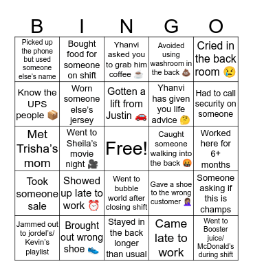 FOOT LOCKER 99007 Bingo Card