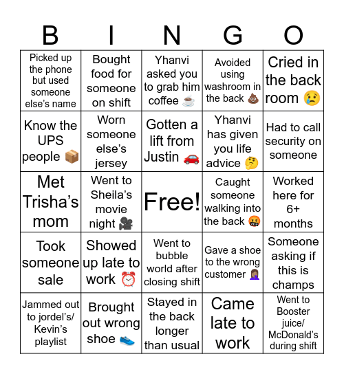 FOOT LOCKER 99007 Bingo Card