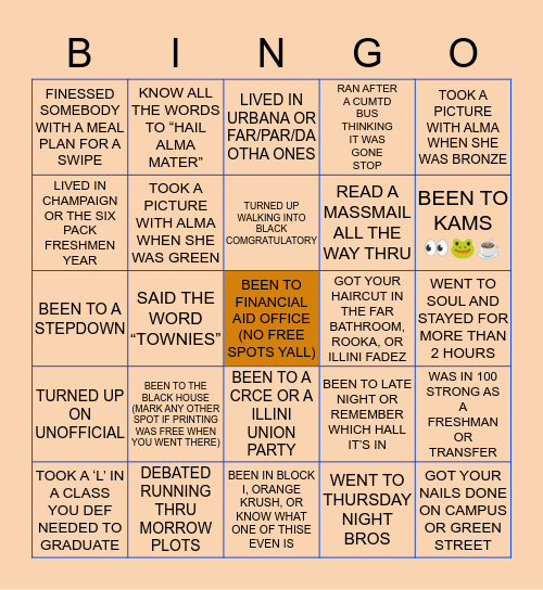 BLACK UIUC BINGO Card
