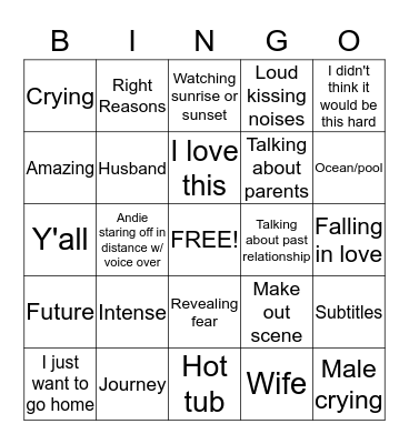 ANDI'S SEASON - BACHELORETTE BINGO Card