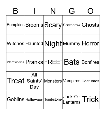 Halloween Bingo!!! Bingo Card