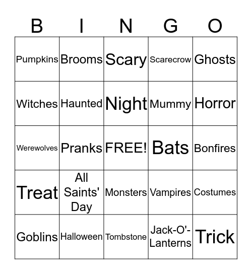 Halloween Bingo!!! Bingo Card